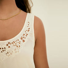 Load image into Gallery viewer, Cream Satin Lace Insert Scoop Cami Top