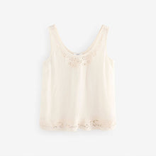 Load image into Gallery viewer, Cream Satin Lace Insert Scoop Cami Top