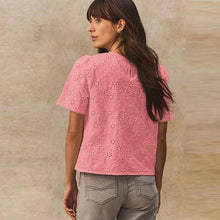 Load image into Gallery viewer, Blush Pink Textured Floral Cornelli Embroidered Short Sleeve