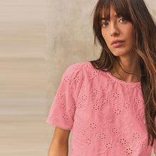 Load image into Gallery viewer, Blush Pink Textured Floral Cornelli Embroidered Short Sleeve