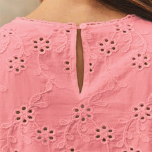 Load image into Gallery viewer, Blush Pink Textured Floral Cornelli Embroidered Short Sleeve