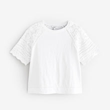 Load image into Gallery viewer, White Crochet Short Sleeve 100% Cotton T-Shirt