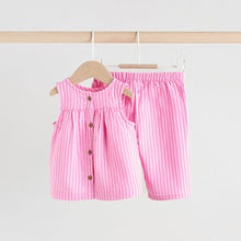 Load image into Gallery viewer, Pink Striped Baby Sleeveless Top and Trouser 2 Piece Set (0mths-18mth)