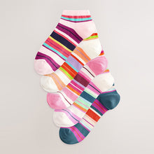 Load image into Gallery viewer, Multi Bright Stripe Trainer Socks 5 Pack