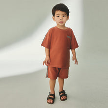 Load image into Gallery viewer, Rust Brown 100% Cotton Textured Pocket Tops & Shorts Set (3mths-6yrs)