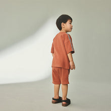 Load image into Gallery viewer, Rust Brown 100% Cotton Textured Pocket Tops & Shorts Set (3mths-6yrs)