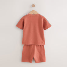 Load image into Gallery viewer, Rust Brown 100% Cotton Textured Pocket Tops & Shorts Set (3mths-6yrs)