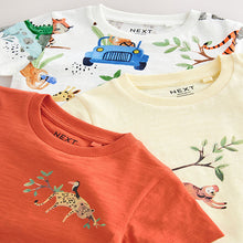 Load image into Gallery viewer, Blue/Yellow Safari Animals Short Sleeve T-Shirts 3 Pack (6mths-5yrs)