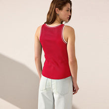 Load image into Gallery viewer, Red/White Ribbed Racer Tank Vest Sleeveless Top