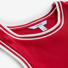 Load image into Gallery viewer, Red/White Ribbed Racer Tank Vest Sleeveless Top