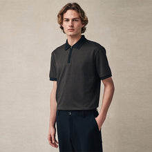 Load image into Gallery viewer, Black Gold Regular Fit Smart Quarter Zip Polo Shirt