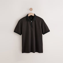 Load image into Gallery viewer, Black Gold Regular Fit Smart Quarter Zip Polo Shirt