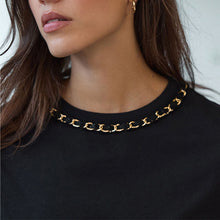Load image into Gallery viewer, Black/Gold Chain Neck Detail 100% Cotton T-Shirt