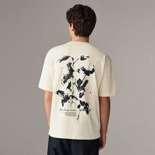 Load image into Gallery viewer, Ecru Floral Relaxed Fit Graphic Print Heavy Weight T-Shirt
