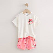 Load image into Gallery viewer, Pink/White Strawberry Disney Minnie Mouse and Daisy Duck T-Shirt and Shorts Set (3mths-6yrs)