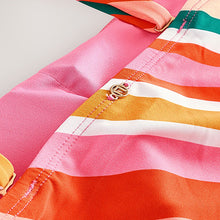 Load image into Gallery viewer, Bright Multicolour Stripe Bandeau Ruched Leg Tummy Control Shaping Swimsuit