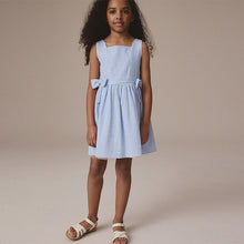 Load image into Gallery viewer, Blue Stripe Bow Detail Summer Dress (5-12yrs)