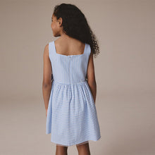 Load image into Gallery viewer, Blue Stripe Bow Detail Summer Dress (5-12yrs)