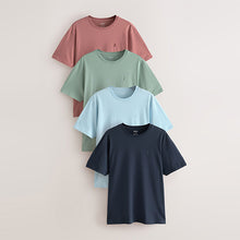 Load image into Gallery viewer, Navy/Blue/Pink/Green Regular Fit T-Shirts 4 Pack