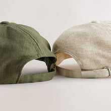 Load image into Gallery viewer, Green/Ecru Linen Cap 2 Pack