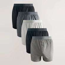 Load image into Gallery viewer, Grey 5 Pack Loose Cotton Rich Boxers
