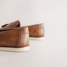 Load image into Gallery viewer, Tan Brown Embossed Tassel Loafers