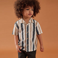 Load image into Gallery viewer, Brown Zig Zag Stripe Short Sleeves Textured Shirt (3mths-6yrs)