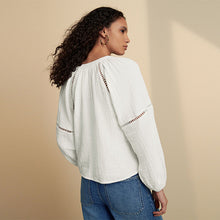 Load image into Gallery viewer, White Button Down Long Sleeve Doublecloth Blouse