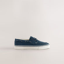 Load image into Gallery viewer, Navy Canvas Boat Shoes