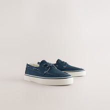 Load image into Gallery viewer, Navy Canvas Boat Shoes