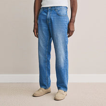 Load image into Gallery viewer, Blue Straight Fit Signature Lightweight Cotton Linen Jeans