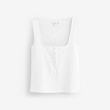 Load image into Gallery viewer, White Textured Henley Detail Tank