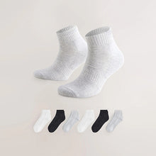 Load image into Gallery viewer, Black/White/Grey Essential Mid Trainer Socks 6 Pack
