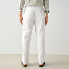 Load image into Gallery viewer, White Relaxed Fit Linen Cotton Chino Trousers