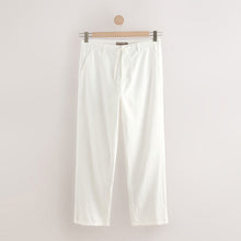 Load image into Gallery viewer, White Relaxed Fit Linen Cotton Chino Trousers