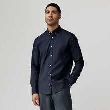 Load image into Gallery viewer, Navy Blue Stretch Oxford Long Sleeve Shirt