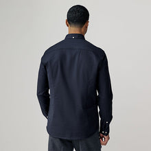 Load image into Gallery viewer, Navy Blue Stretch Oxford Long Sleeve Shirt
