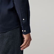 Load image into Gallery viewer, Navy Blue Stretch Oxford Long Sleeve Shirt