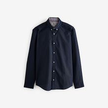Load image into Gallery viewer, Navy Blue Stretch Oxford Long Sleeve Shirt