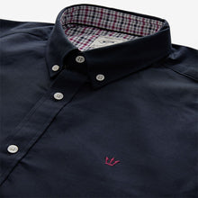 Load image into Gallery viewer, Navy Blue Stretch Oxford Long Sleeve Shirt