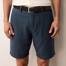 Load image into Gallery viewer, Navy Linen Cotton Chino Shorts with Belt Included