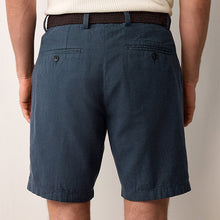 Load image into Gallery viewer, Navy Linen Cotton Chino Shorts with Belt Included
