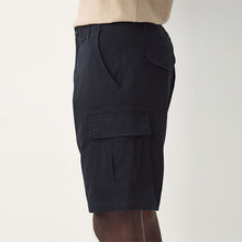 Load image into Gallery viewer, Navy Stretch Cargo Shorts