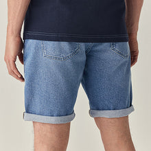 Load image into Gallery viewer, Light Blue Slim Fit Stretch Denim Shorts