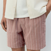 Load image into Gallery viewer, Pink Linen Blend Elasticated Waist Stripe Shorts