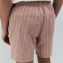 Load image into Gallery viewer, Pink Linen Blend Elasticated Waist Stripe Shorts