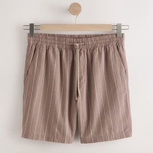 Load image into Gallery viewer, Pink Linen Blend Elasticated Waist Stripe Shorts