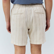 Load image into Gallery viewer, Ecru Textured Stripe Elasticated Waist Shorts