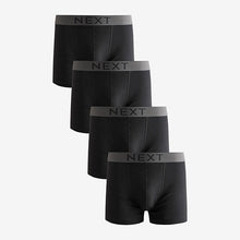 Load image into Gallery viewer, Black 4 pack 100% Cotton Trunks