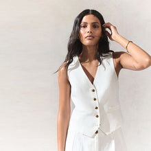 Load image into Gallery viewer, White Button Through V-Neck Waistcoat